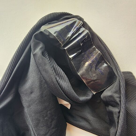 Becca Cheeky Bikini Bottoms Size L Black Fine Line Ribbed American Low Rise Pool - Picture 5 of 7